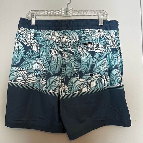 Quiksilver Men’s Board Shorts Swim Trunks Tropical Leaf Print Blue Large NWT - Picture 7 of 7